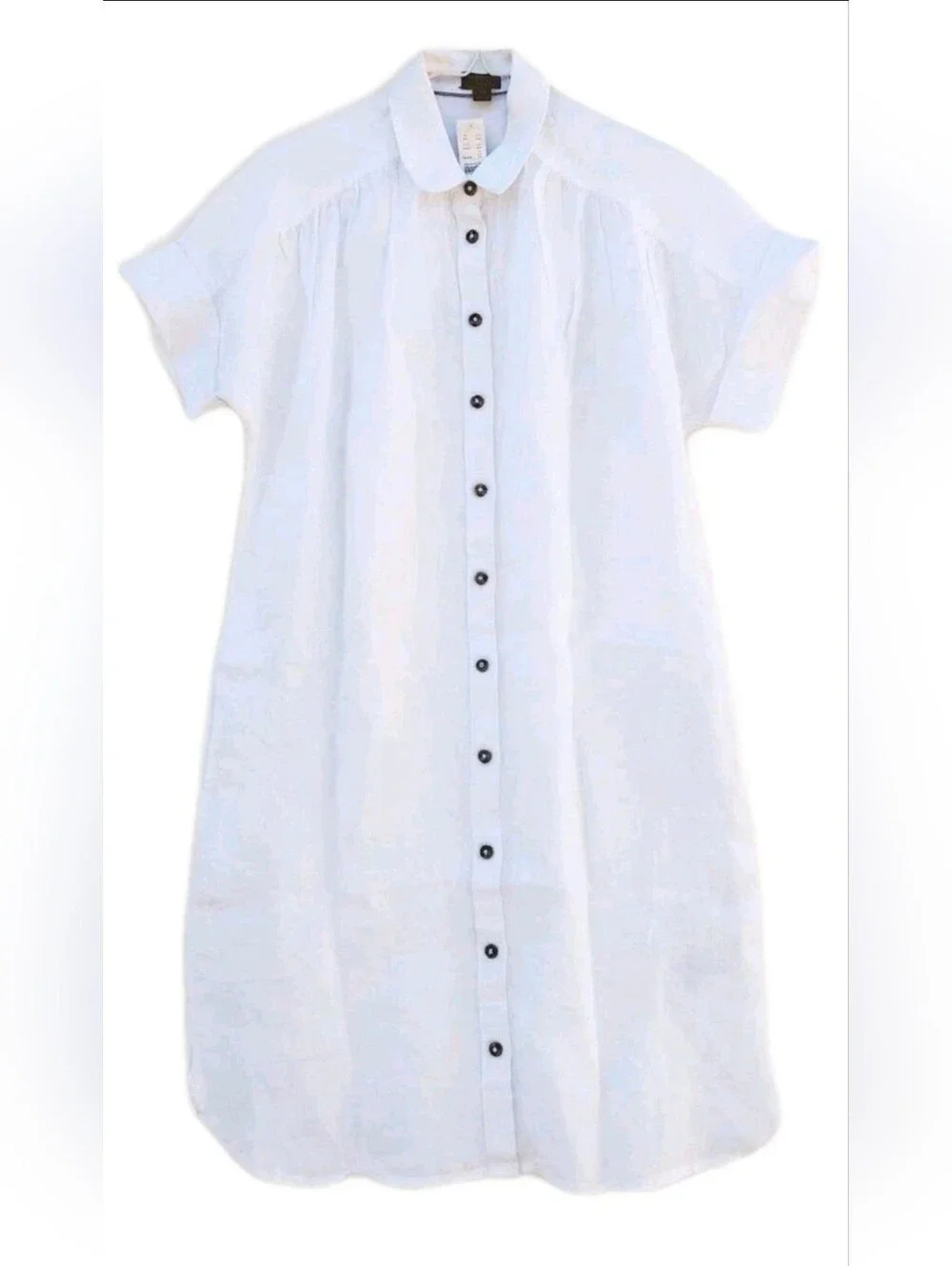 NWT J.Crew Relaxed-fit Short-sleeve White Baird McNutt Irish Linen Shirtdress XS